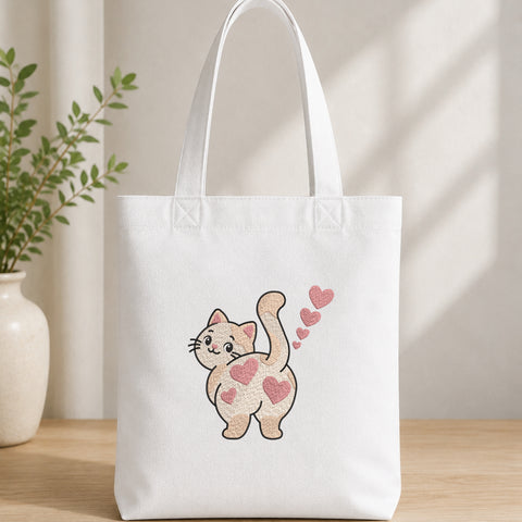 EF627. Cute Cat Heart Fart - White_Totebag.jpg