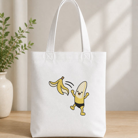 EF631. Funny Peeled Banana - White_Totebag.jpg