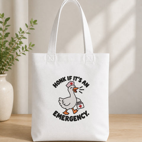 EF636. Honk If It's an Emergency - White_Totebag.jpg