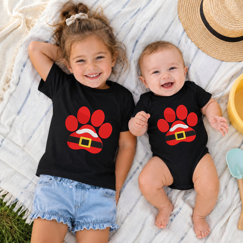 EF685. Dog Paw - Black_Kids_tshirt_And_onesie.jpg