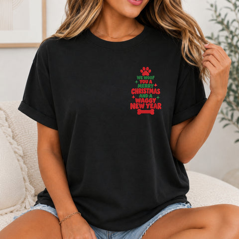 EF729. We Woof You a Merry Christmas Dog Tree - Black_tshirt.jpg