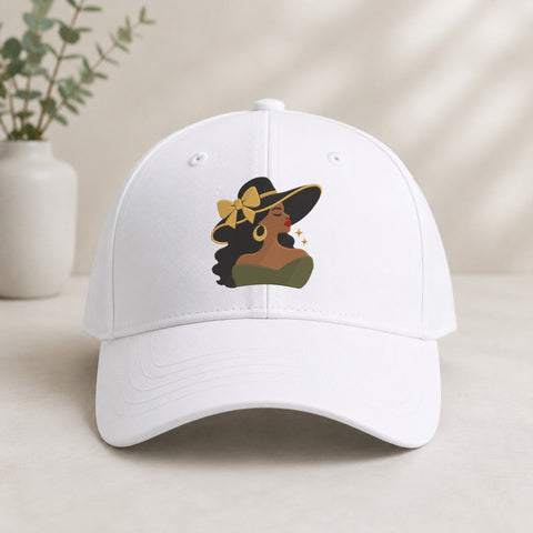 EF736. Black Woman Sun Hat Gold Bow - White_Cap.jpg