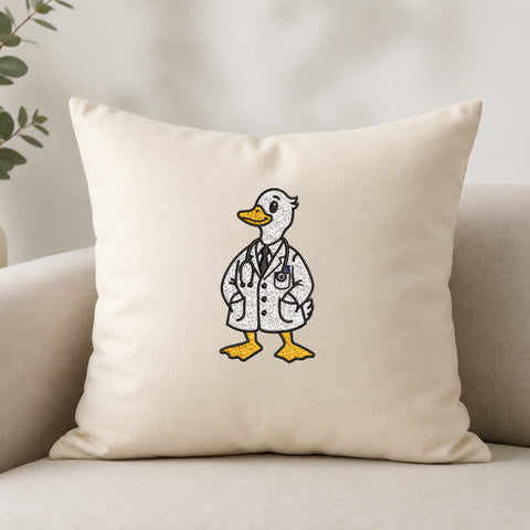 EF745. Cute Duck Doctor - White_Pillow.jpg