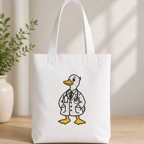 EF745. Cute Duck Doctor - White_Totebag.jpg