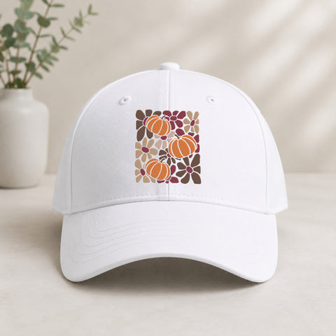 EF752. Fall Pumpkin Floral Pattern - White_Cap.jpg