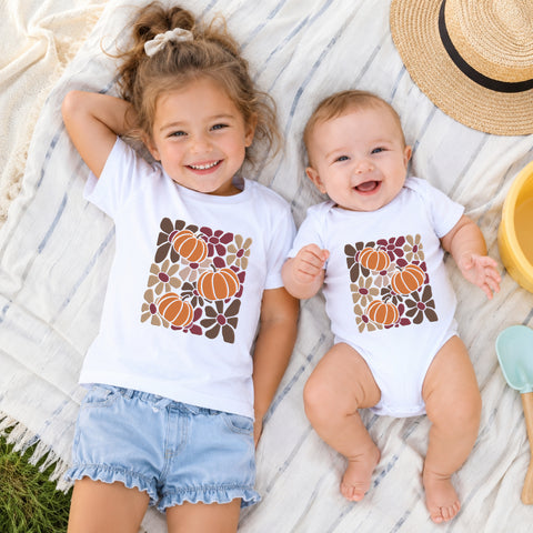 EF752. Fall Pumpkin Floral Pattern - White_Kids_tshirt_And_onesie.jpg