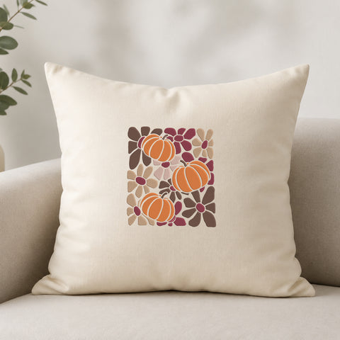 EF752. Fall Pumpkin Floral Pattern - White_Pillow.jpg