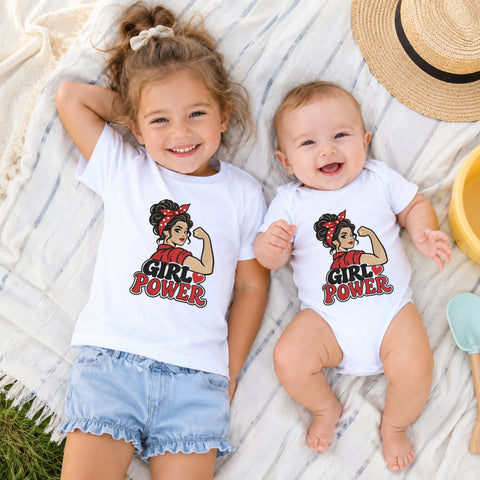 EF757. Girl Power - White_Kids_tshirt_And_onesie.jpg
