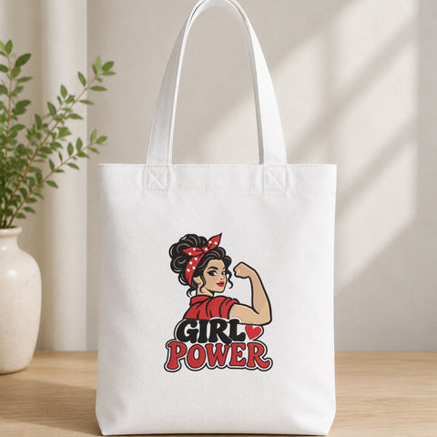EF757. Girl Power - White_Totebag.jpg
