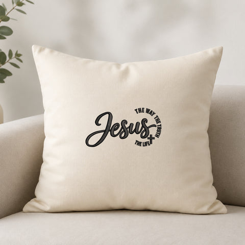 EF765. Jesus the Way the Truth the Life - White_Pillow.jpg