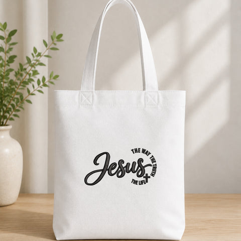 EF765. Jesus the Way the Truth the Life - White_Totebag.jpg