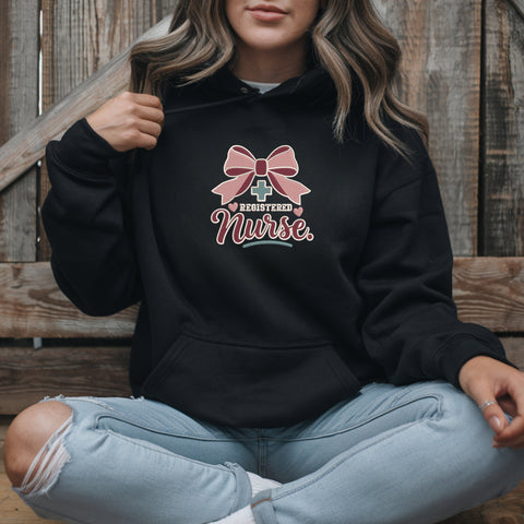 Registered Nurse With Bow - Black_Hoodie.jpg