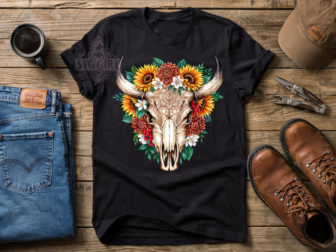 TS190626006 Beige Skull Mandala T-Shirt PNG, Mandala Art, Beige Skull, Intricate Pattern, Sublimation PNG, Boho Style, Gothic ShirtB.jpg