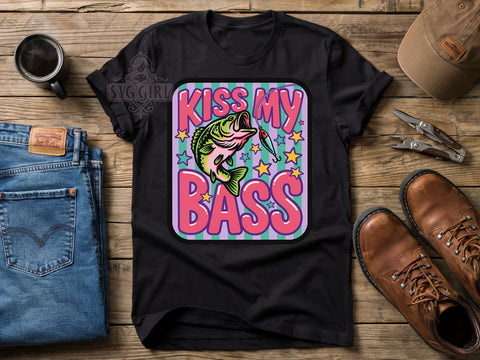 TS190626007 Kiss My Bass T-Shirt PNG, Fishing Humor, Bold Fish Art, Colorful Bass, Sublimation PNG, Angler Shirt, Outdoor LifestyleB.jpg