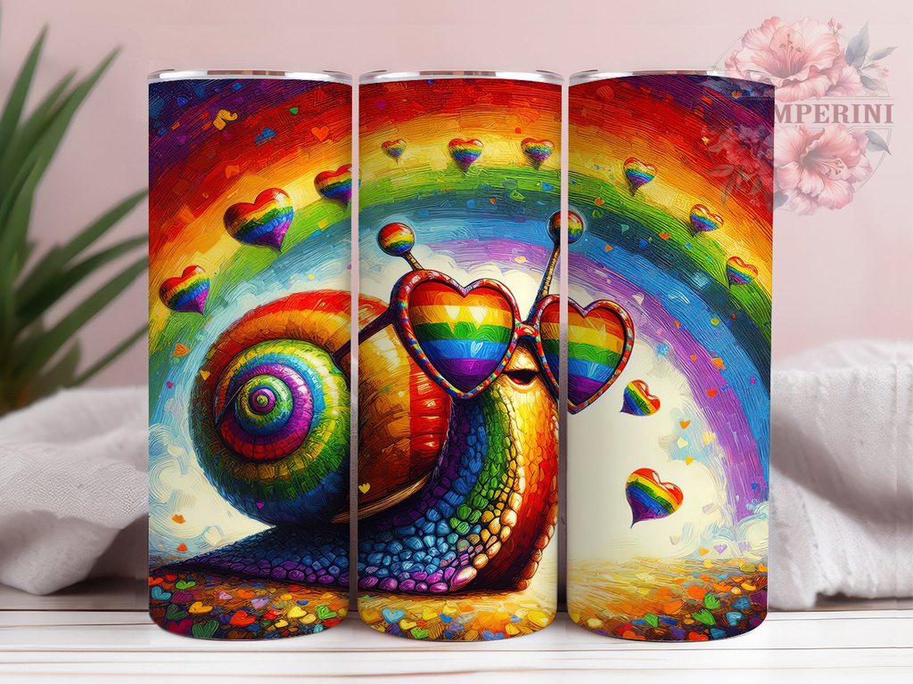 Rainbow Pride Snail Tumbler Wrap, LGBTQ+ Snail Wrap, Rainbow Snail ...