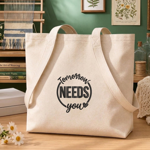VS376. Tomorrow Needs You - White_Totebag.jpg