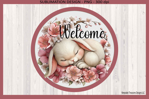 WELCOME BUNNY DOOR SIGN HAPPY EASTER SPRING WREATH ATTACHMENT SUBLIMATION PNG  DOOR SIGN TEMPLATE.jpg