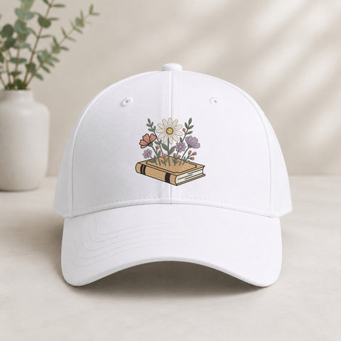Wildflowers Growing from Book_Etsy_Cap_White.jpg