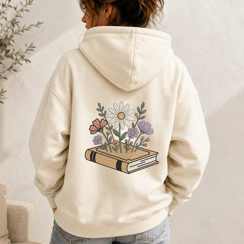 Wildflowers Growing from Book_Etsy_Hoodie_White.jpg