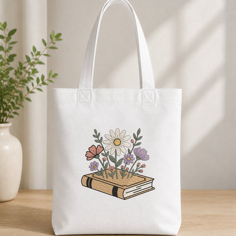 Wildflowers Growing from Book_Etsy_Totebag_White.jpg
