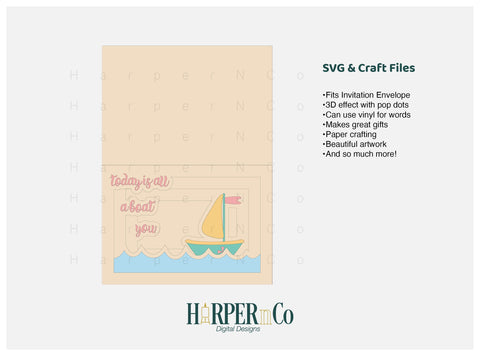 A Boat You 3D Card SVG PNG Cut EPS File SVG HarperNCo 