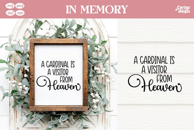 A Cardinal is a Visitor from Heaven SVG | In Memory of SVG SVG Carla C Designs 