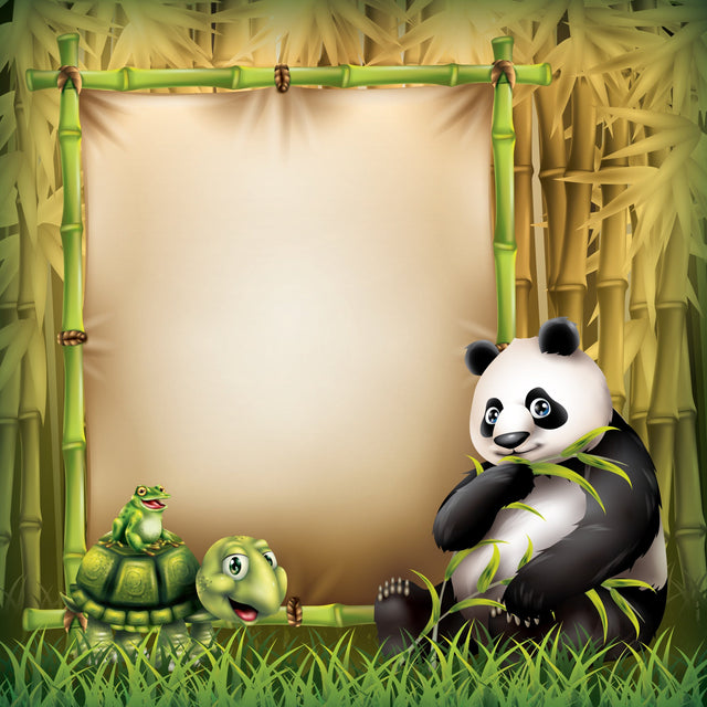A cartoon of a panda standing on a bamboo frame SVG naemmiah021 