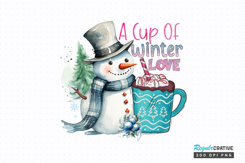 A cup of winter love PNG Design Sublimation Regulrcrative 