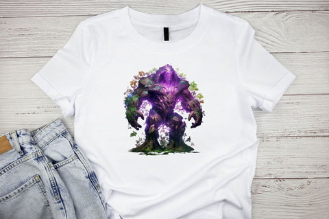 A Fantasy Golem with an Purple Aura Clipart Bundle Sublimation Designangry 