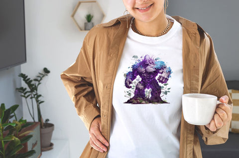 A Fantasy Golem with an Purple Aura Clipart Bundle Sublimation Designangry 