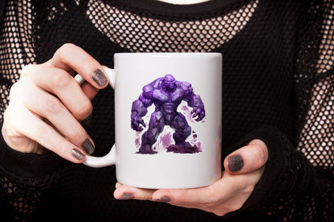 A Fantasy Golem with an Purple Aura Clipart Bundle Sublimation Designangry 
