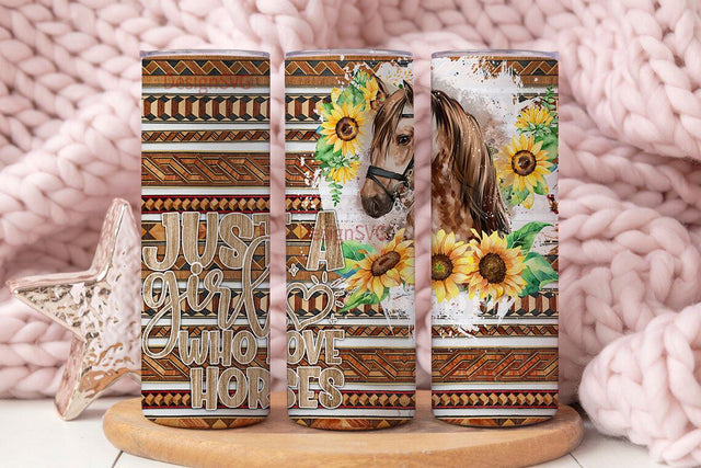 A Girl Who Loves Horse 20oz Sublimation Tumbler Designs, Native lines Tumbler Png, Digital Download Sublimation DesignSVG 