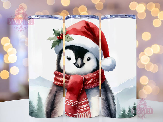 A Penguin Christmas 20 oz Skinny Tumbler Sublimation Design Wrap, Instant Digital Download PNG, Holiday Tumbler Wrap Sublimation SvggirlplusArt 