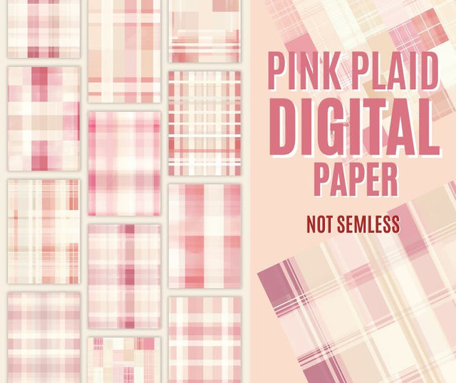 A plaid Background With Pink Pastel And Cream Instant Download | Tartan Plaid | Pink Pastel And Cream, Pink Pastel And Cream Plaid Digital Paper Pack | Digital Plaid Paper | Tartan Digital Paper Sublimation PrintingLife 