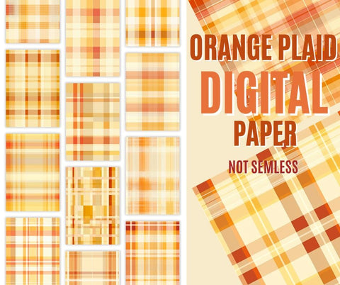A plaid Background With Yelow Cream And Orange Instant Download | Tartan Plaid | Yelow Cream And Orange Plaid Digital Paper Pack | Digital Plaid Paper | Tartan Digital Paper Sublimation PrintingLife 