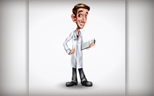 A professional doctor is standing with a clipboard holding and smiling SVG naemmiah021 
