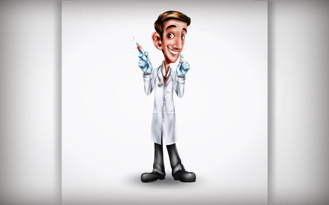 A professional doctor woman. Beautiful cartoon character medic holding a syringe SVG naemmiah021 