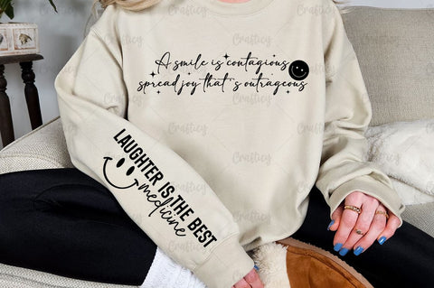A smile is contagious spread joy that's outrageous Sleeve SVG Design SVG Designangry 