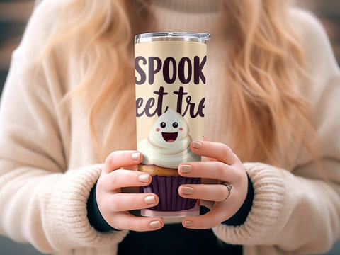 A Spooky Sweet Treat Halloween Ghost Tumbler Wrap PNG Sublimation Luvleigh Digitals 