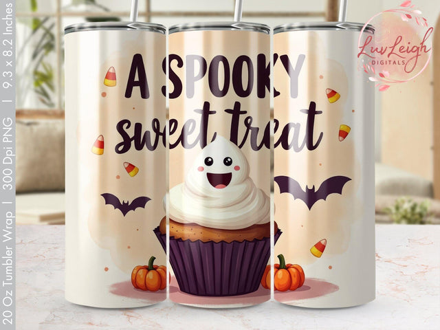 A Spooky Sweet Treat Halloween Ghost Tumbler Wrap PNG Sublimation Luvleigh Digitals 