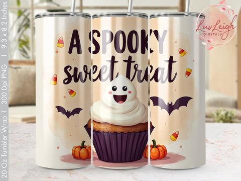 A Spooky Sweet Treat Halloween Ghost Tumbler Wrap PNG Sublimation Luvleigh Digitals 