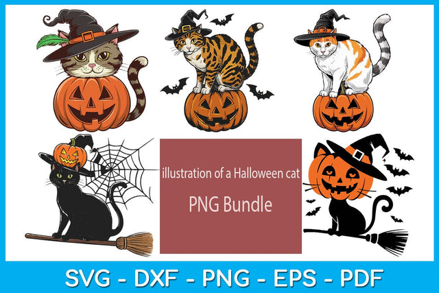 A vector Illustration Of A Halloween Cat PNG Bundle Sublimation Creativedesigntee 