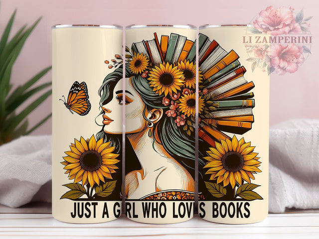 A Well Read Woman 20oz Tumbler Wrap PNG, Just a Girl Who Loves Books Tumbler Png, Straight & Tapered Tumbler Wrap, Instant Digital Download Sublimation Li Zamperini 