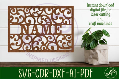 A4 swirls and koru name sign laser cut SVG APInspireddesigns 