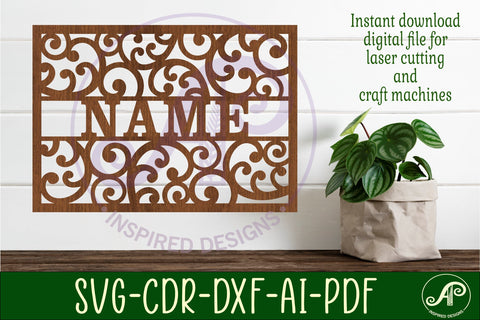 A4 swirls and koru name sign laser cut SVG APInspireddesigns 