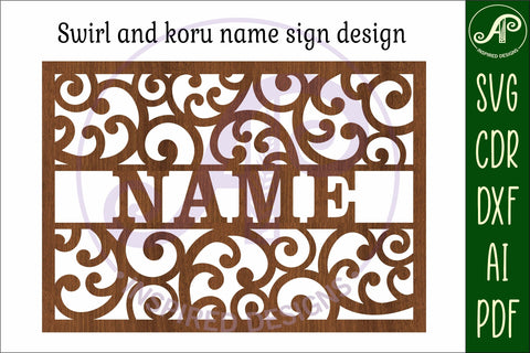 A4 swirls and koru name sign laser cut SVG APInspireddesigns 