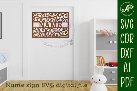 A4 swirls and koru name sign laser cut SVG APInspireddesigns 