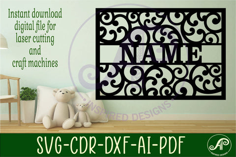 A4 swirls and koru name sign laser cut SVG APInspireddesigns 