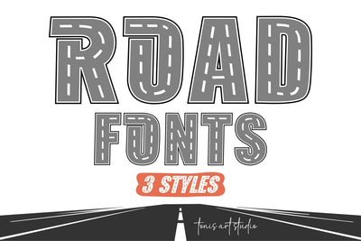 AB Road Fonts | Road Alphabet Racing Letters SVG OTF TTF Font TonisArtStudio 