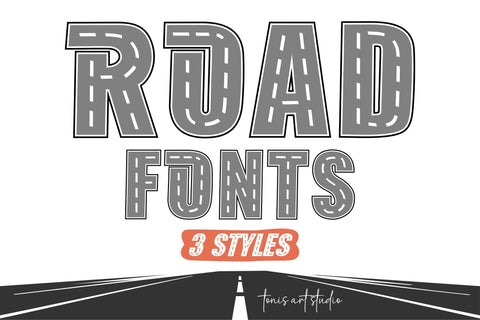 AB Road Fonts | Road Alphabet Racing Letters SVG OTF TTF Font TonisArtStudio 